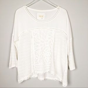 {Meadow Rue} Anthropologie white lace detail top
